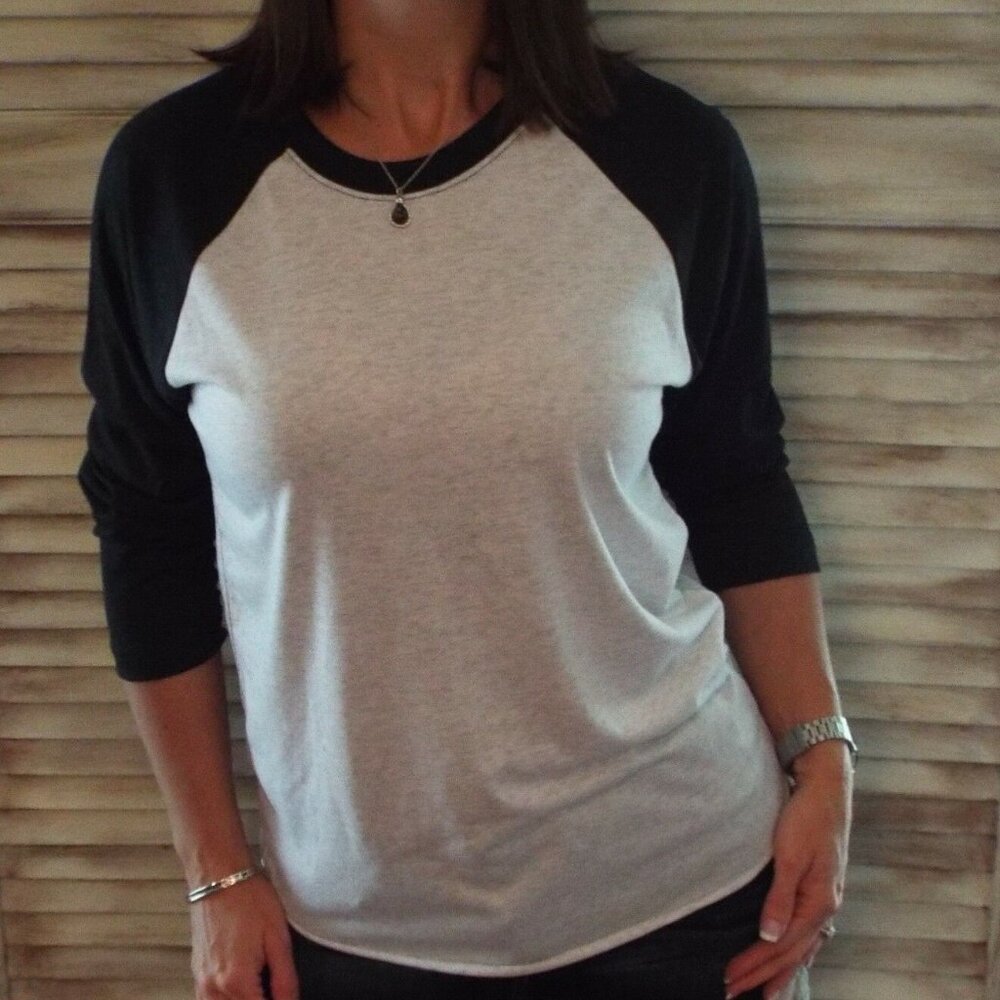 Flowy Raglan Top Womens Extra Small Black Baseball Sporty Jersey Y2K Retro 0617